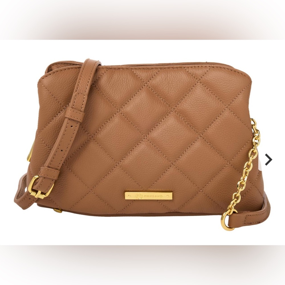 Joy First Class Luxury Leather Quilted Chic Crossbody Bag -Saddle
